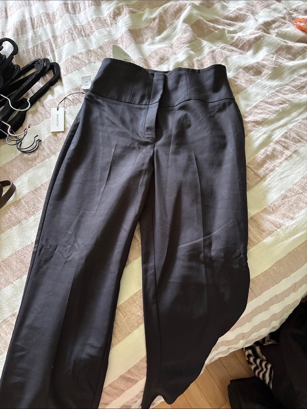Babaton Black High-Waist Wide-Leg Trousers